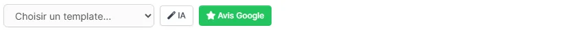 Bouton Avis Google dans la barre d'outils de l'onglet SMS d'une fiche client